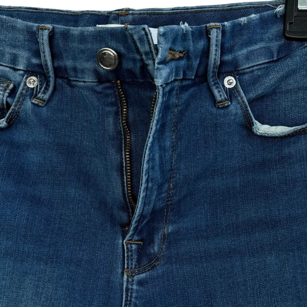 Good American SZ 6/28 Good Legs Skinny Jeans Mid-Rise Stretch Distressed Blue319 - Image 3