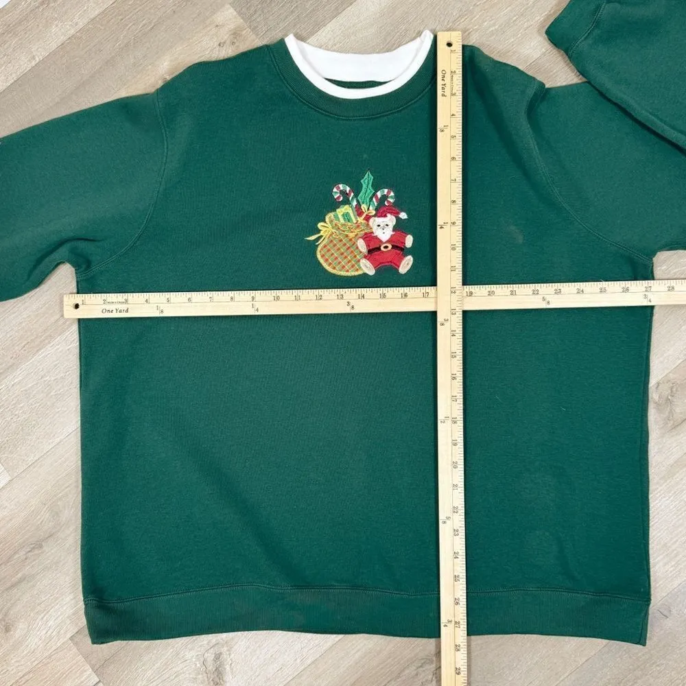 Vtg Embroidered Ugly Christmas Sweatshirt ClassicâElements Greenâ 16W 18W - Image 12