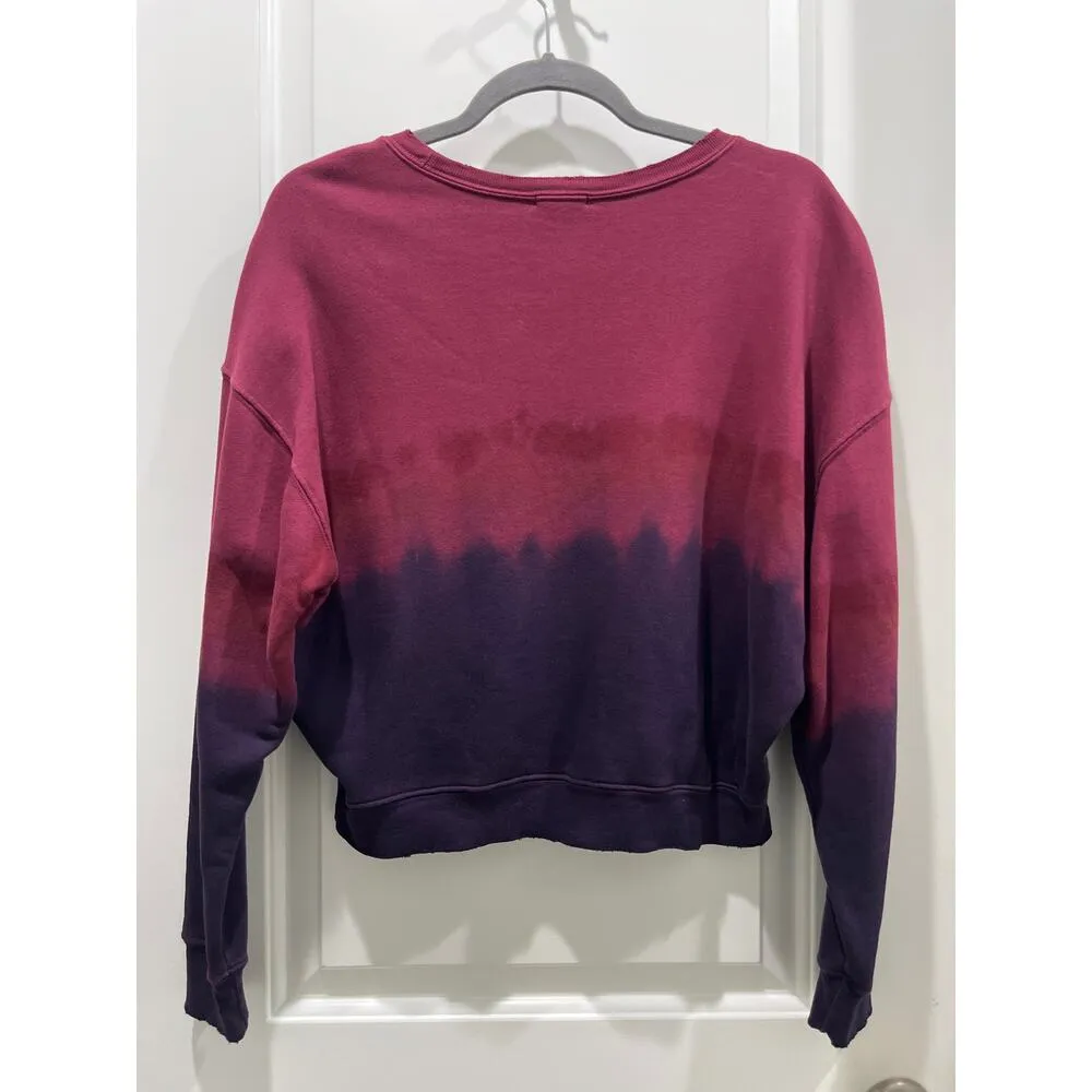 Re/Done Classic Crewneck Ombre Burgundy Tie-Dye 100% Cotton Sweatshirt Sz XS - Image 6