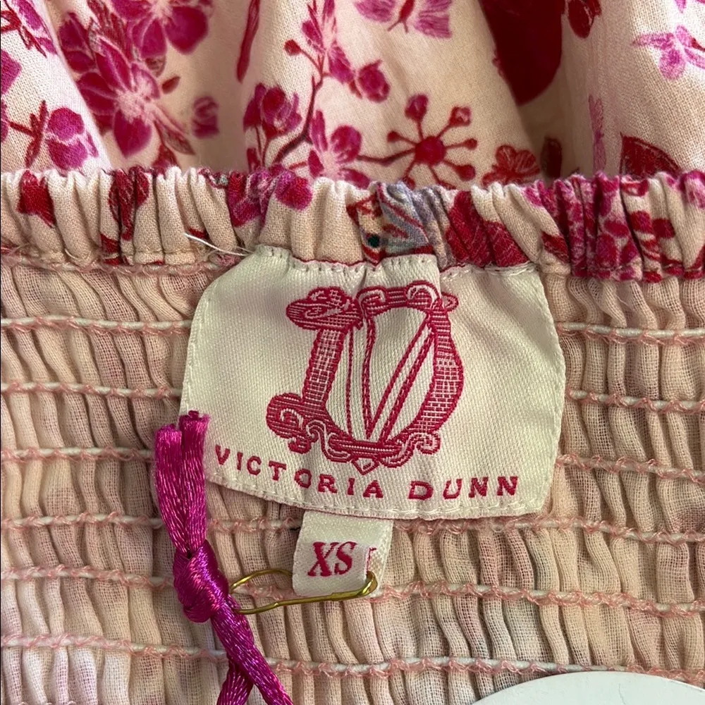 NWT Victoria Dunn Ol' Village Songbird Dress In Pink Smocked 3/4 Sleeve XS Red - Image 5