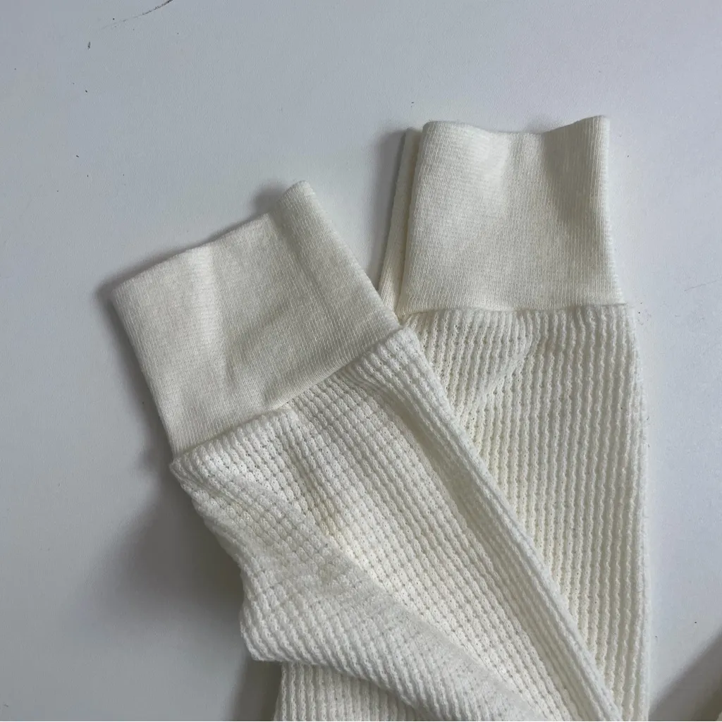 Vintage Thermals Long Underwear Long Johns Waffle Buttery Yellow Cream USA Made Size XL - Image 3