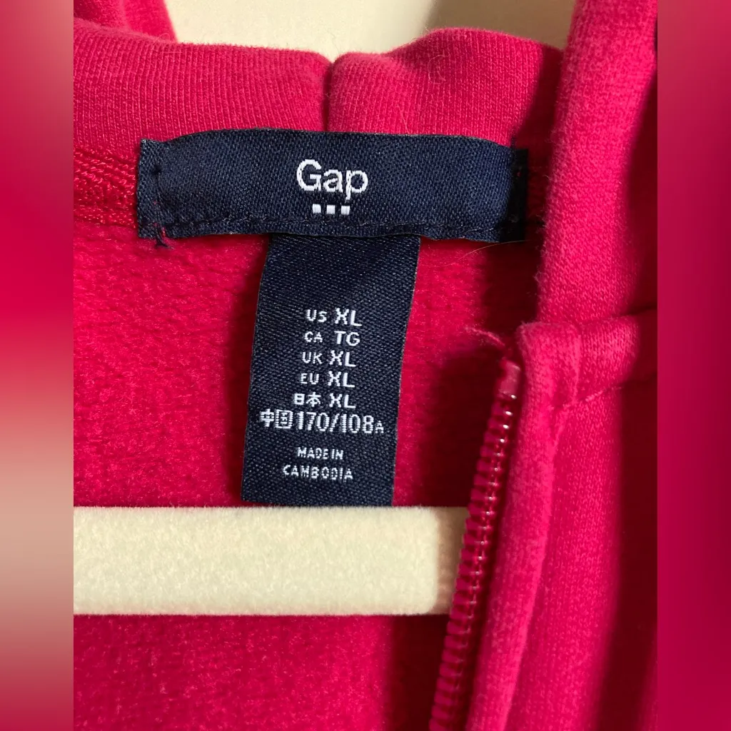 🌸GAP Hot Pink Embroidered Long Sleeve Barbiecore Hooded Sweatshirt Jacket #Pk - Image 3