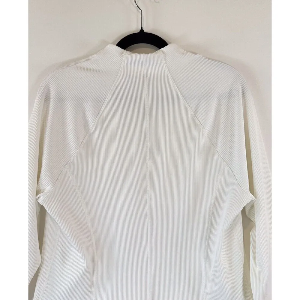Athleta Womens Jacket White Salutation Full Zip Ribbed Thumbhole Stretch Size XL - Image 9