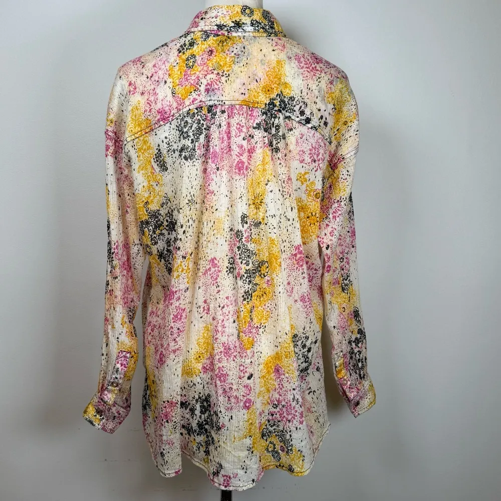 Pilcro | Anthropologie Smocked Buttondown Boho Blouse Women’s Size XXSP - Image 9