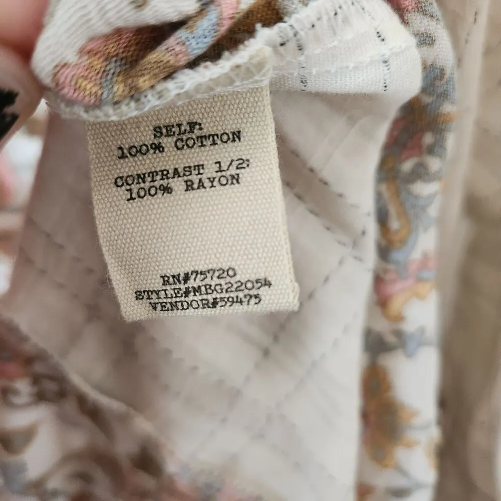 Gimmicks Mixed Print Floral Paisley Kimono Duster Cardigan Sz Small Boho Cottage Brown - Image 12