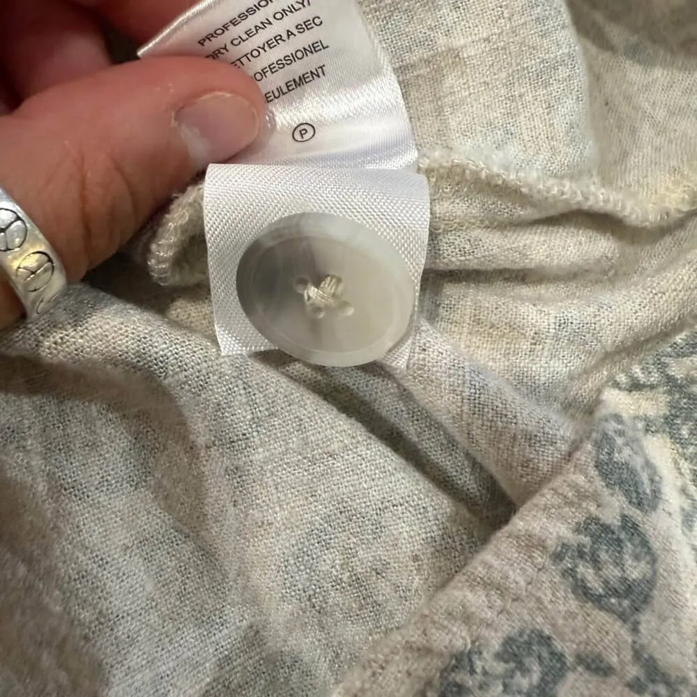 Gentle Fawn Floral Linen Blend ButtonDown Mini Babydoll Dress Womens Small Cream - Image 6