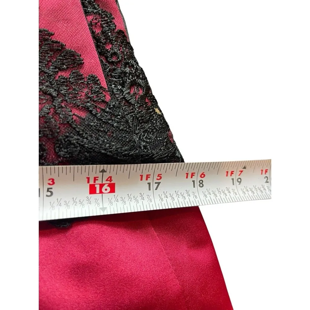 VTG Alexia Burgundy Black Lace Strapless Formal Maxi Dress 10 90s Whimsigoth Y2K - Image 8