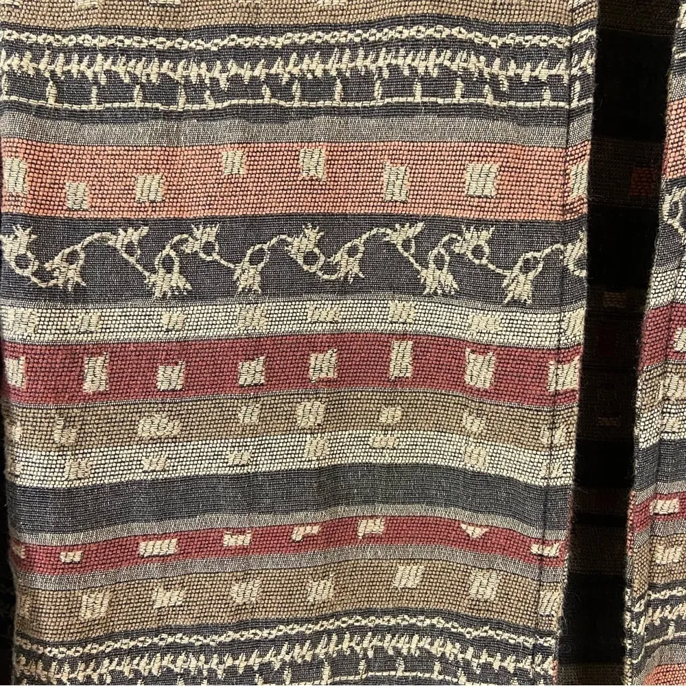 BonWorth Boho Embroidered Open Front Shirt Jacket Southwest Cottagecore Woven Brown Size M - Image 6