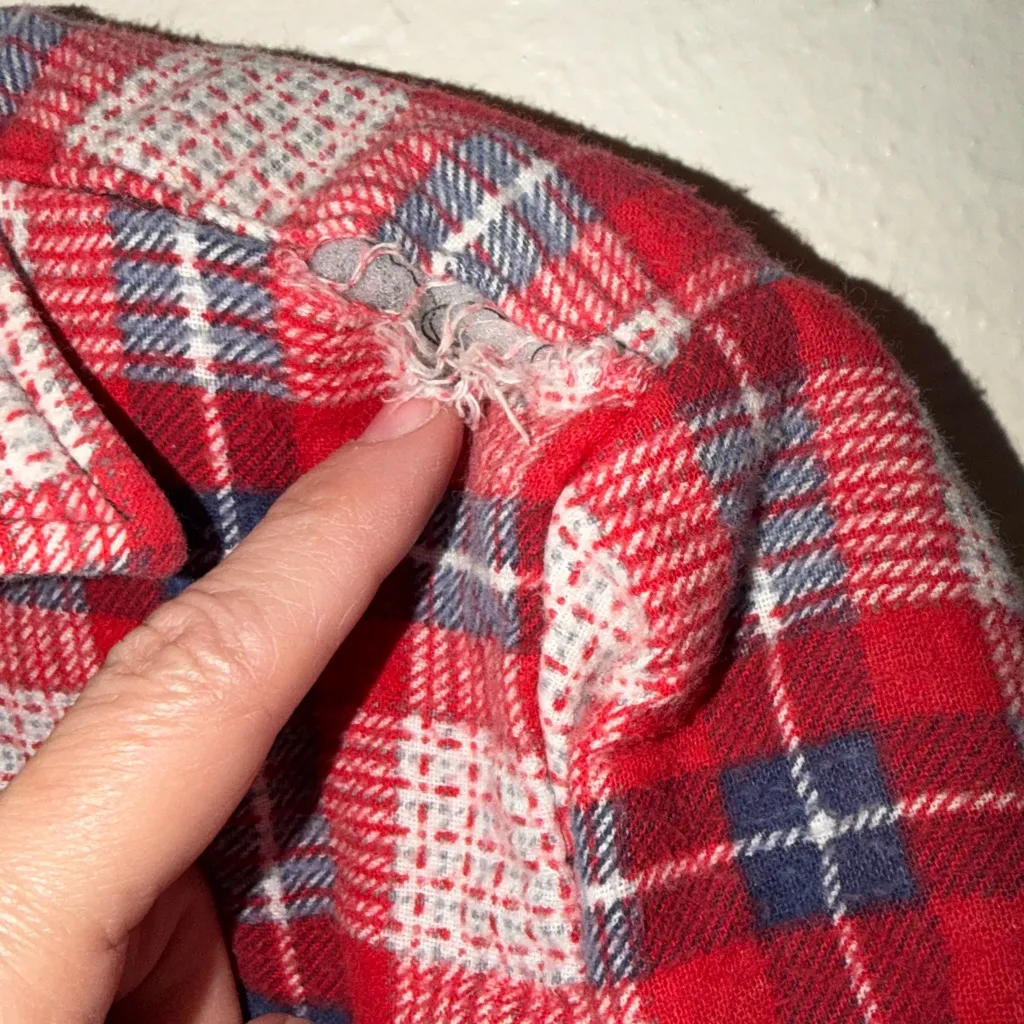 Vintage Quilted Jacket in shades of red white and blue - Image 3