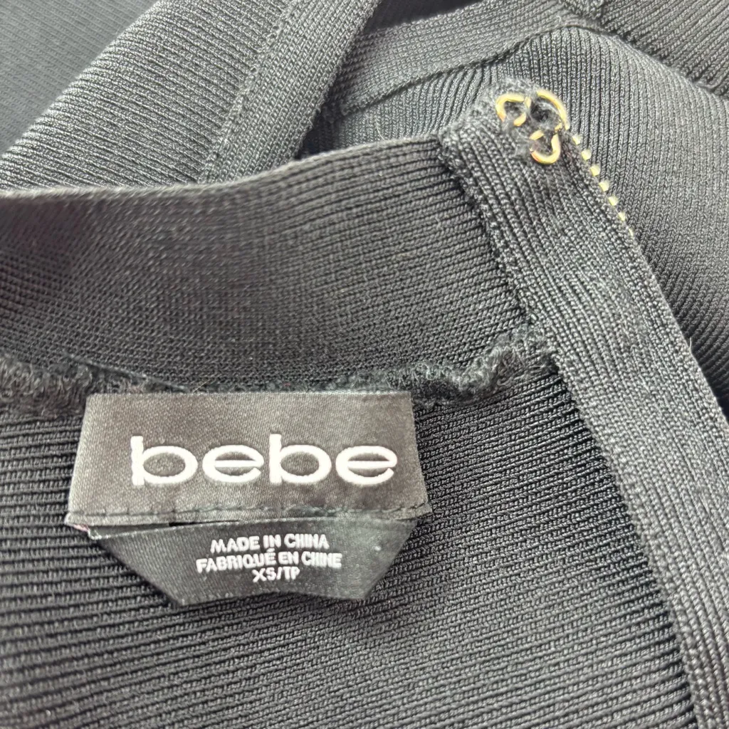 bebe XS Caged Jet Black Crop Top - Image 6