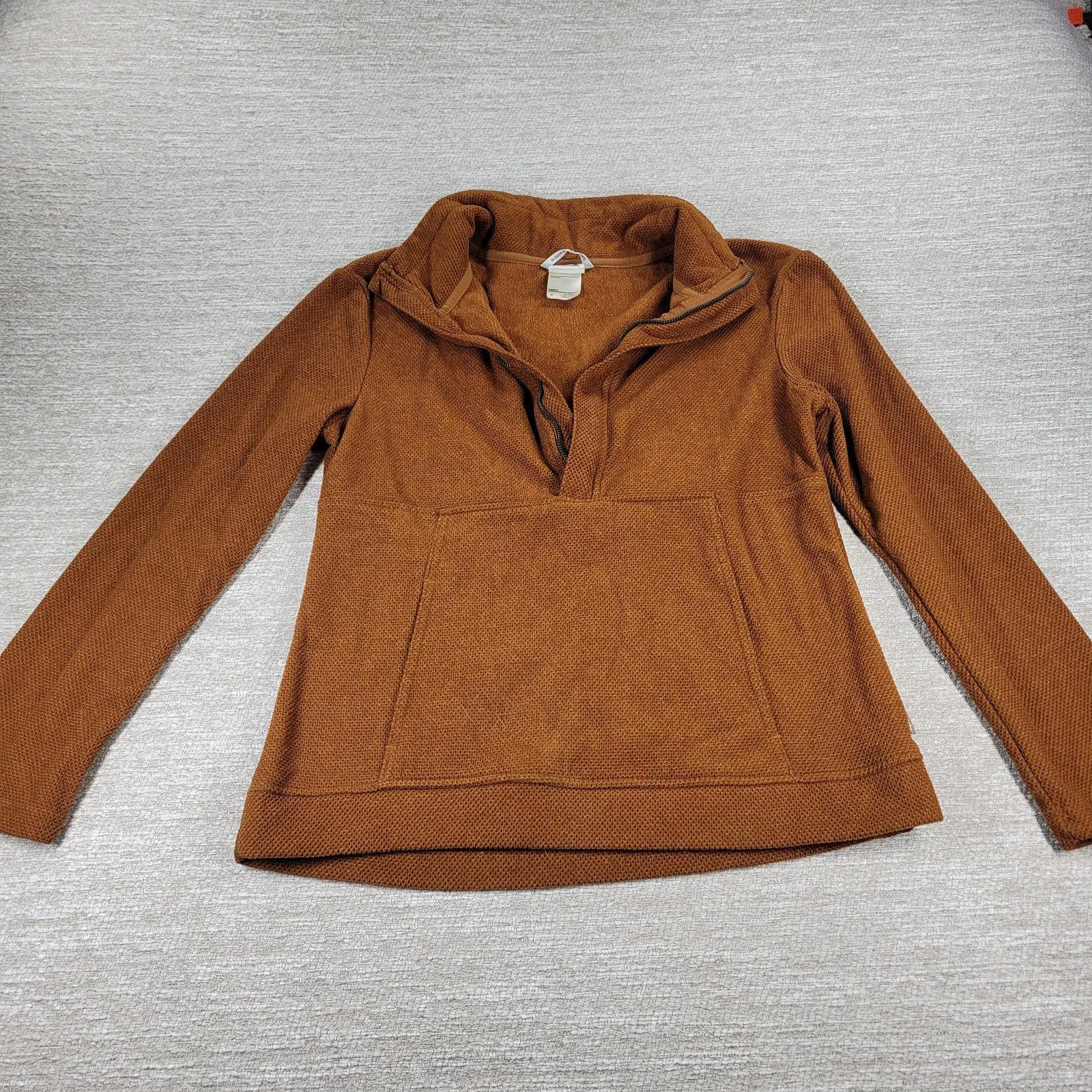 Avalanche Fleece Womens Small Rust Brown Quarter Zip Textured Pullover Top - Image 4