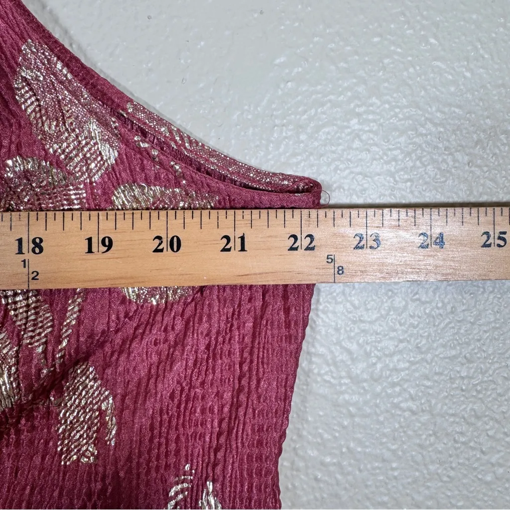 Anthropologie Feather Bone Pink Gold Metallic Print Halter Blouse Womens L Tank - Image 4