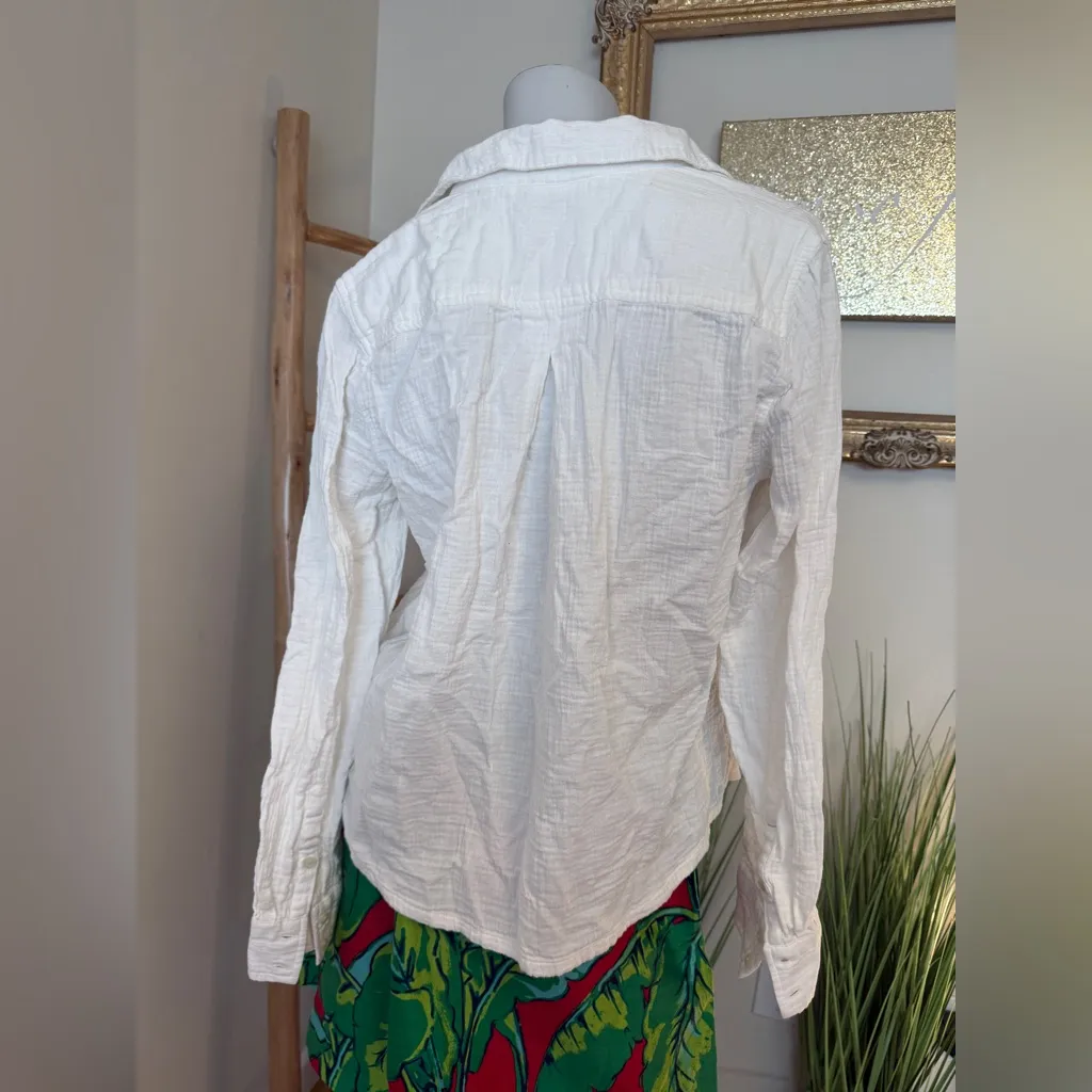 Vineyard Vines Breezy Cotton Crinkle Button Down Shirt Medium White - Image 6