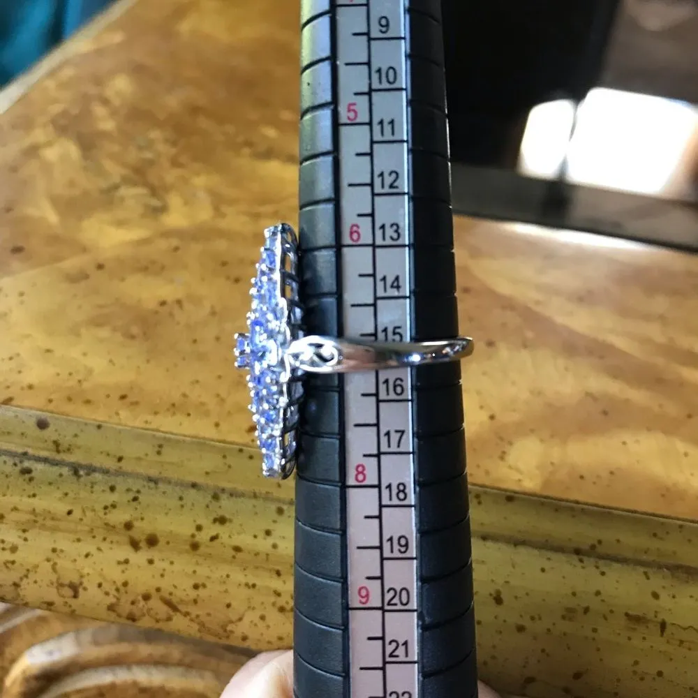 Natural Tanzanite Sterling Silver Cocktail Ring Size 7 Purple - Image 8