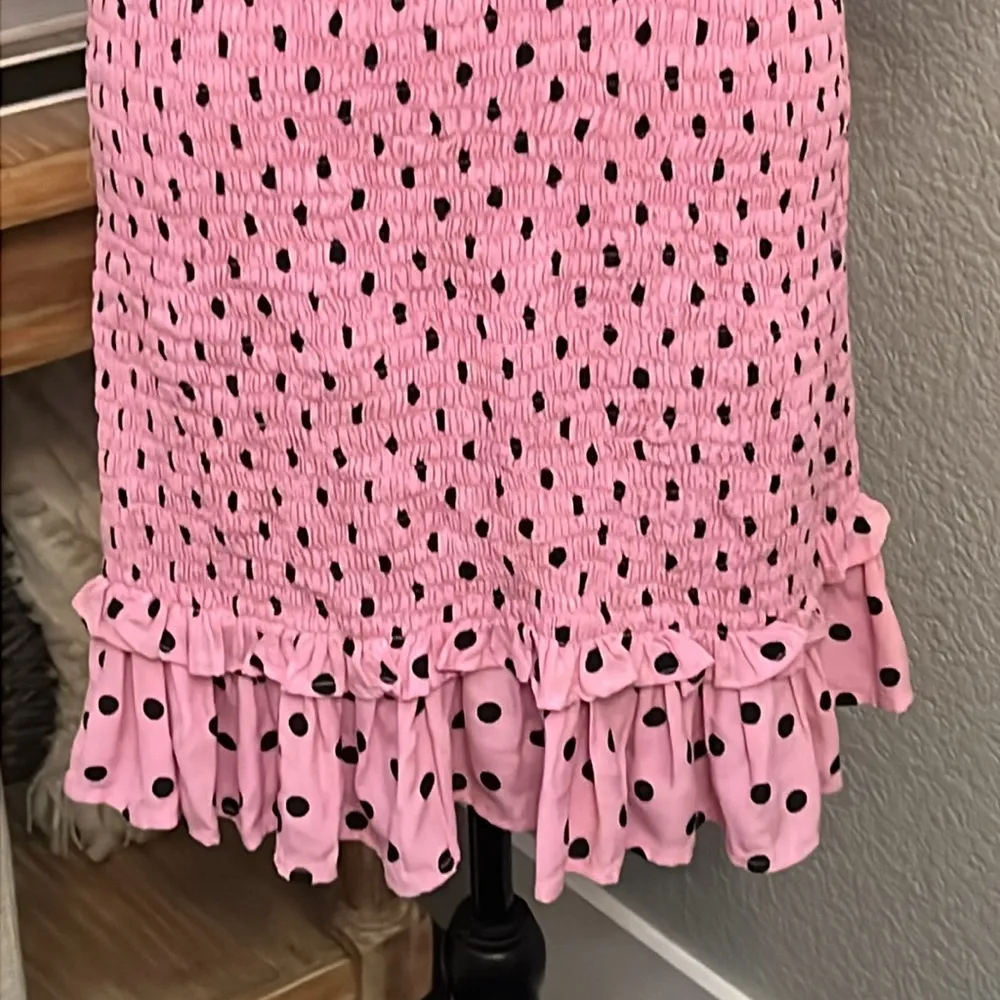 Sylvie Smocked Polka Dot Mini Dress Size 6 - Image 5