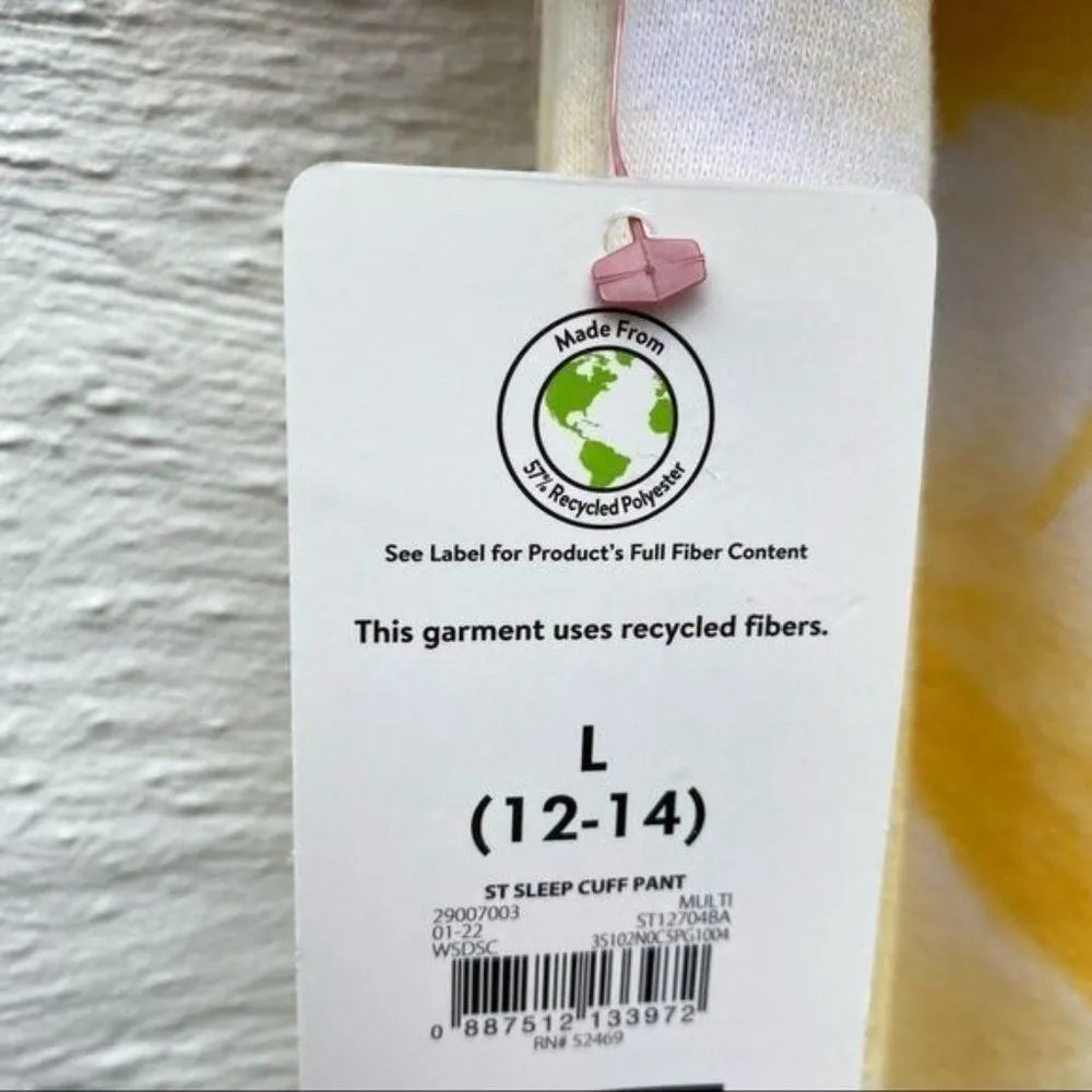 Secret Treasures Yellow Tie Dye Joggers Lounge Sleep Pants Size Large New - Image 4