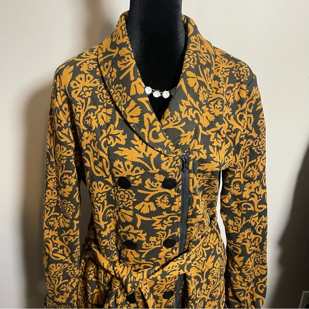 Effie’s Heart Emporium Coat Royal, black/gold Zip Long Jacket with belt Black Size L - Image 7