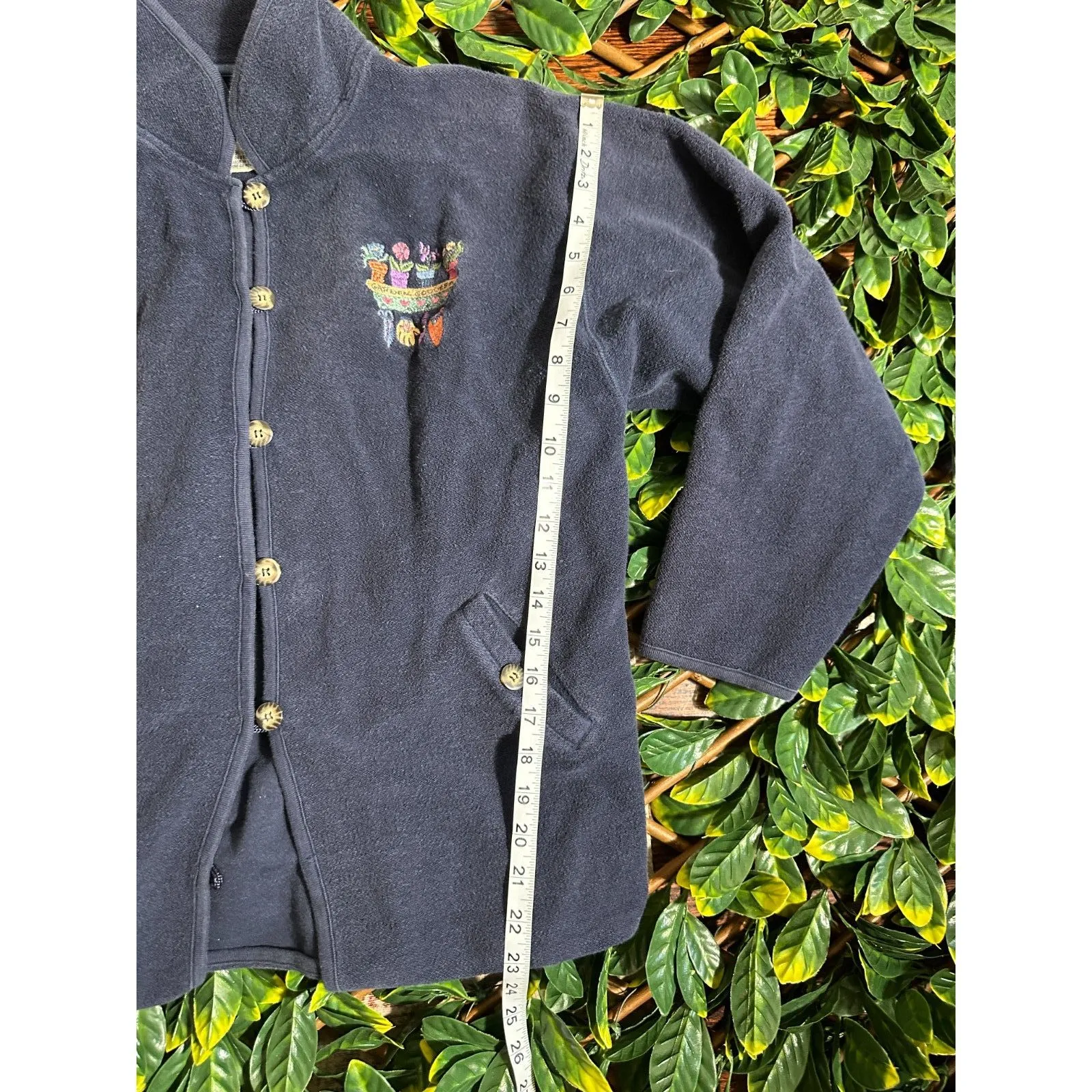 Vintage Grandmacore100% Cotton Blue Button Up Gardening Cardigan Size Large - Image 10