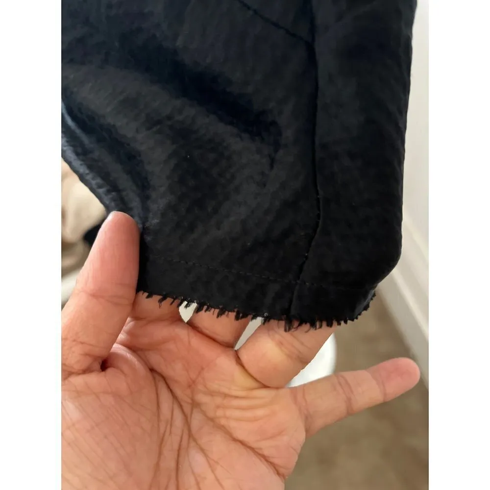 Yael Aflalo black deep vneck silver sequin trim 100 percent silk sleeveless tank - Image 4