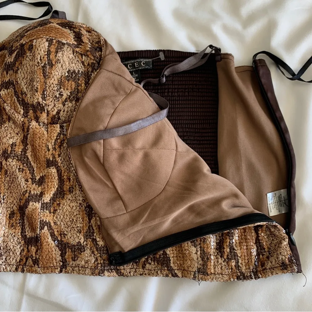 Womens Snakeskin Animal Print Cropped Top Size Large - Image 7