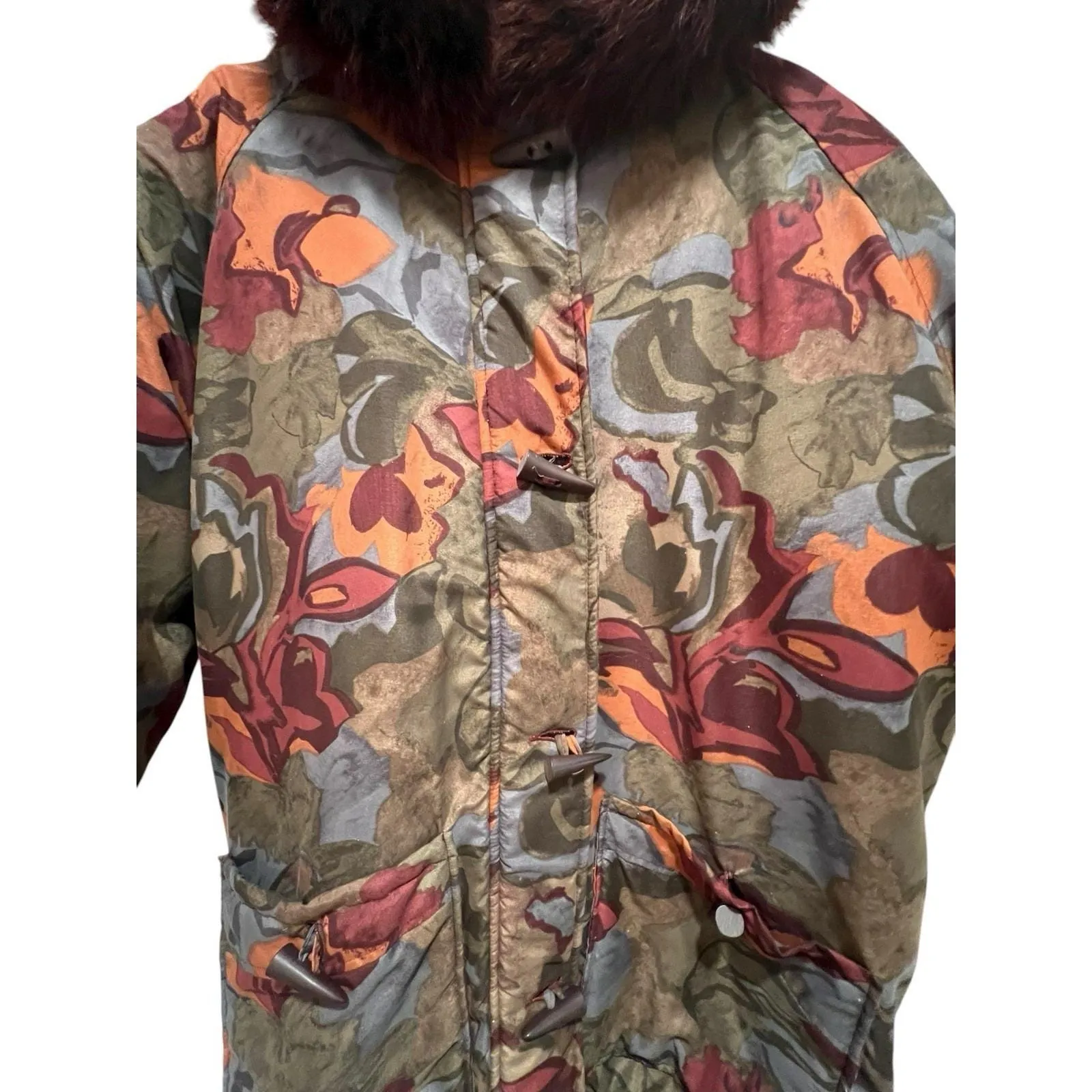 Vintage 90 S Bernardo Stadium parka Small RN 77117 ‎ Floral Fur Toggle Coat - Image 2