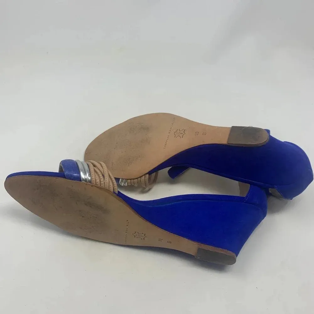 Loeffler Randall Addie Strappy Demi-Wedge Sandal Cobalt Blue Size US 10 - Image 9