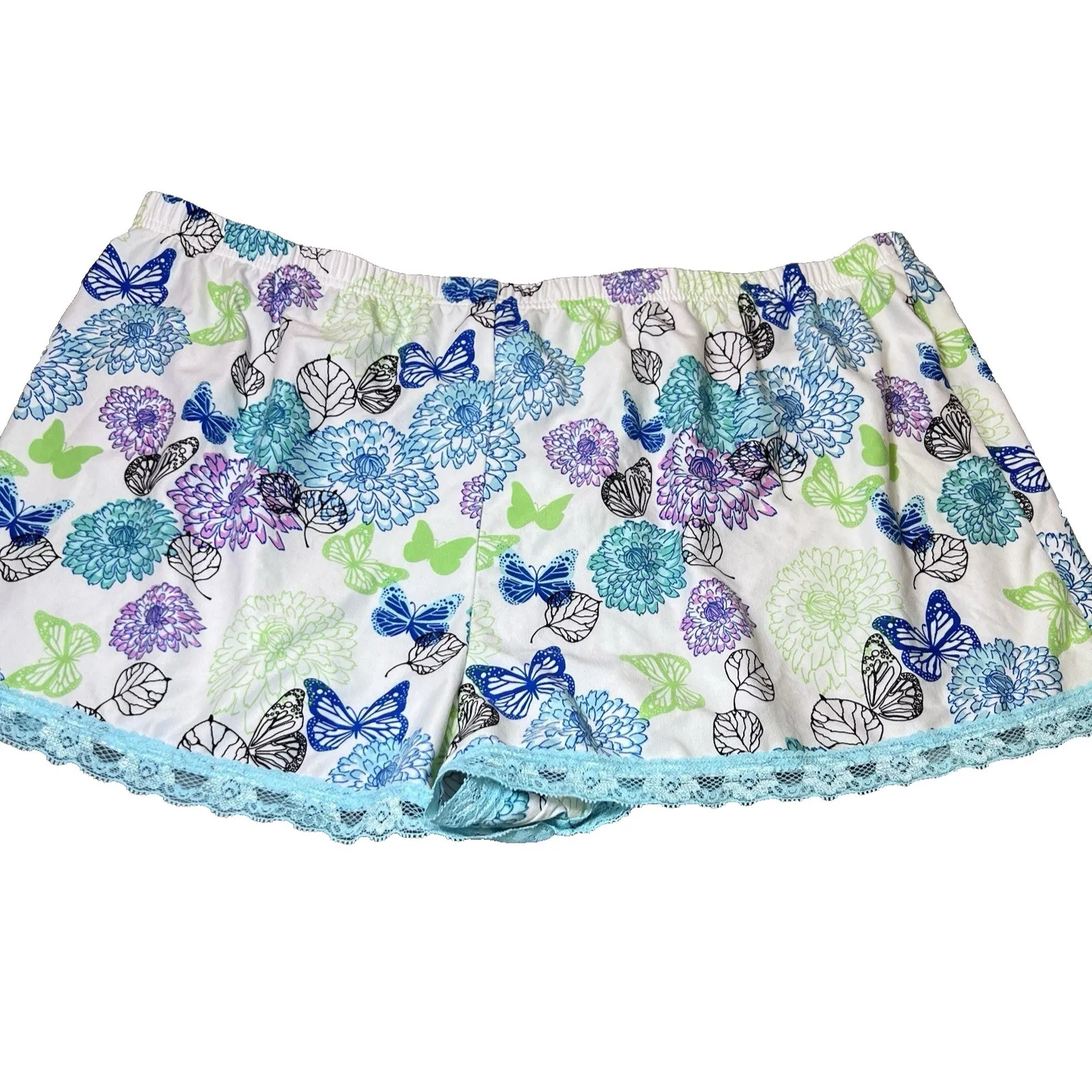 Butterfly Floral Pajama Set Womens Size 1X Plus Cami Top Shorts Sleepwear PJs Blue - Image 5