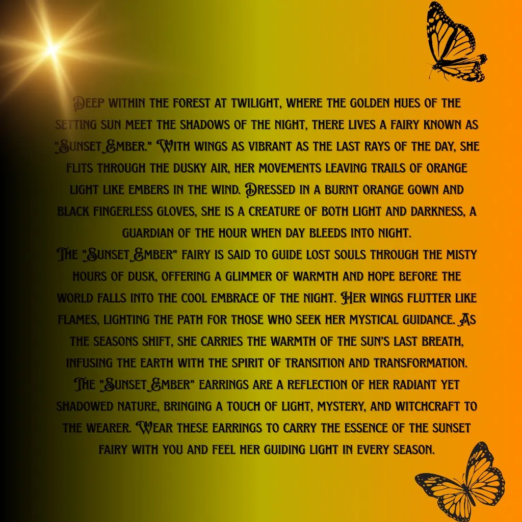 Gothic "Sunset Ember" Gothic Butterfly Fairy Earrings with Gold Moth Charms - Image 6