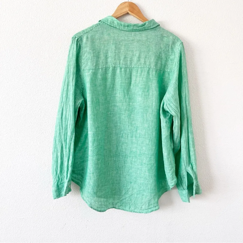 Lilly Pulitzer Linen Long Sleeve Button Down Shirt in Sea View - Image 7