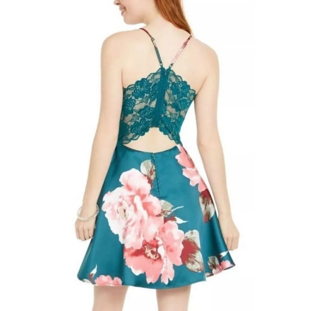 City Studio Floral Fit and Flare Cocktail Party‎ Dress Size 1 (Juniors) (M2) NWT Green - Image 2