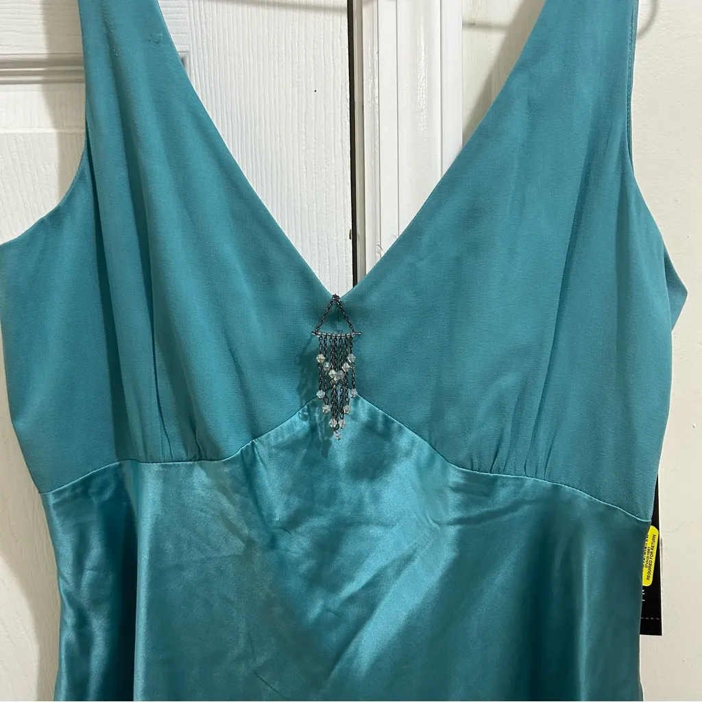 ANTONIO MELANI La Boheme V-Neck Slip Dress in Jade Teal Green Size 12 - Image 3