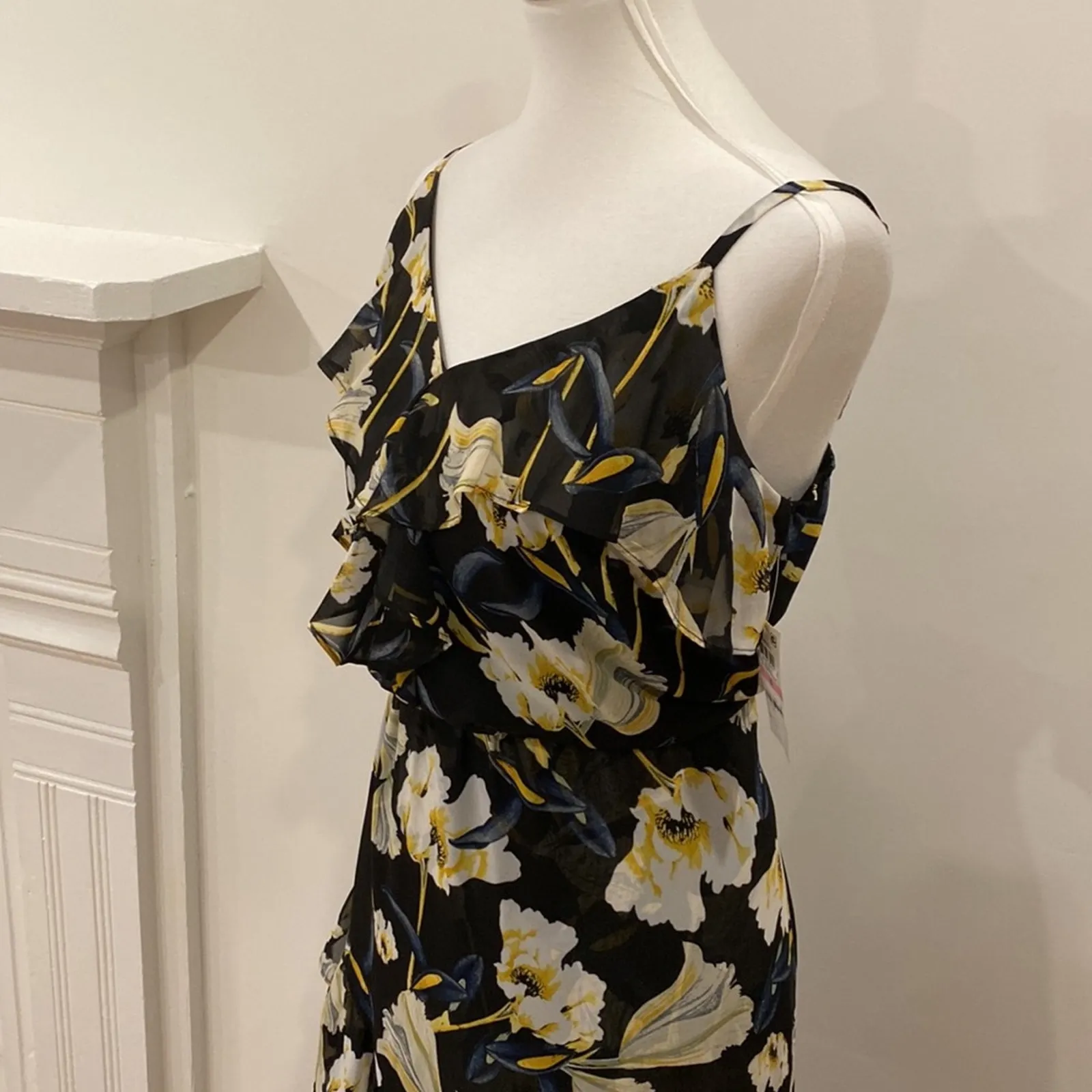 INC Cocktail Dress 10 Semi Formal Y2K Medium Maxi Boho Adjustable Fairy Cottage Black - Image 5