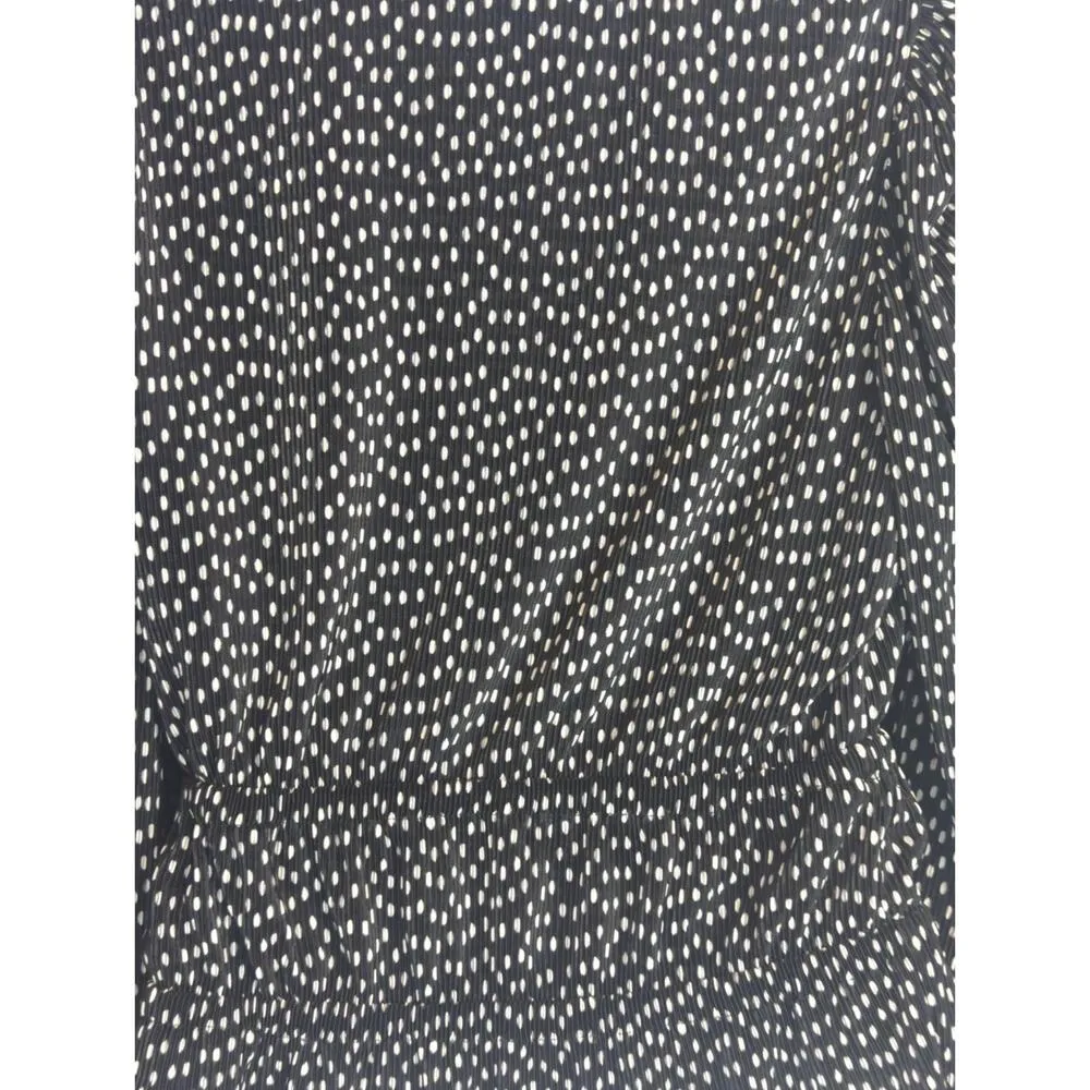 Zara Black & White Polka Dot Printed Blouse Women's Medium Preppy Bohemian Pinup - Image 4