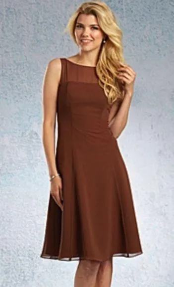 Alfred Angelo Brown Sleeveless Knee Length Cocktail Prom Formal Chiffon Dress 10