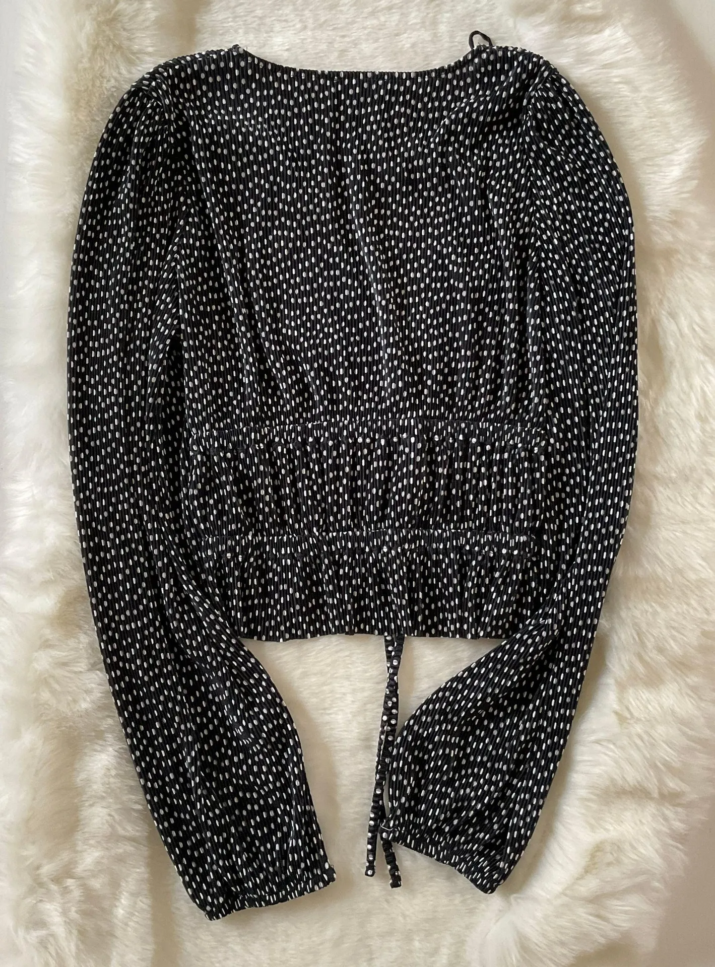 ZARA Polka Dot Pleated Blouse - Image 4