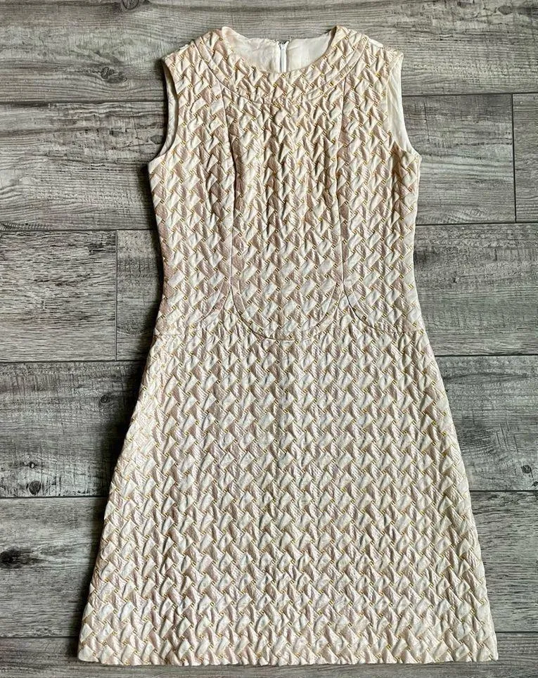 VINTAGE 1960s metallic mod shift dress Size 4 - Image 12