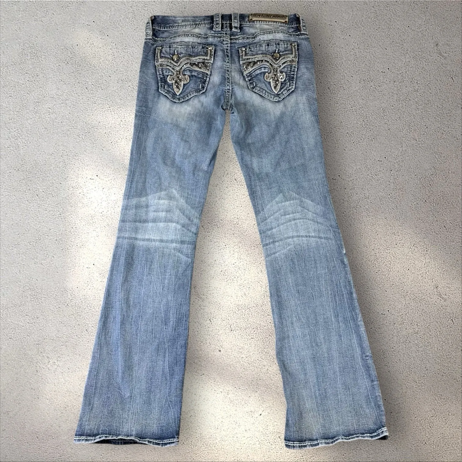 Rock Revival Leni Easy Boot Jeans Women's 28x30 Bootcut Rhinestones Y2k Vintage - Image 4