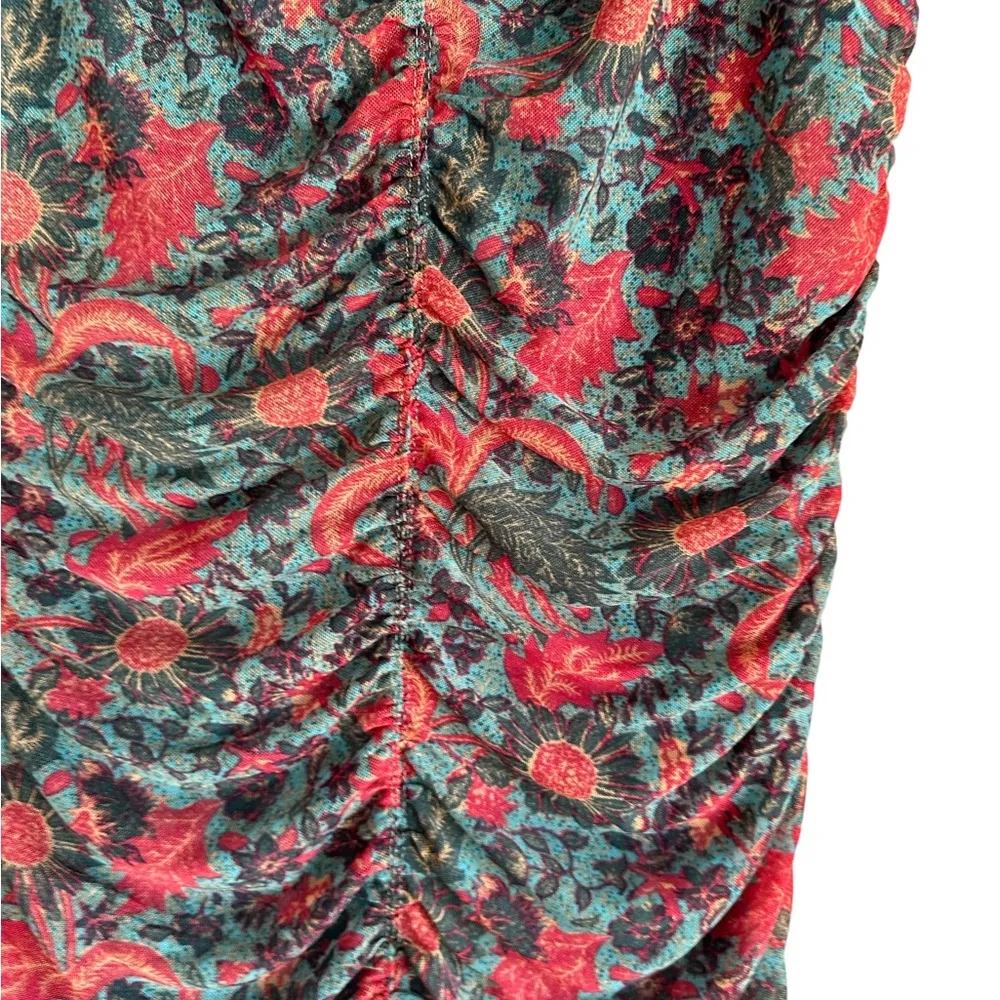 House of Harlow 1960 blue and pink floral rouched midi M - Image 3