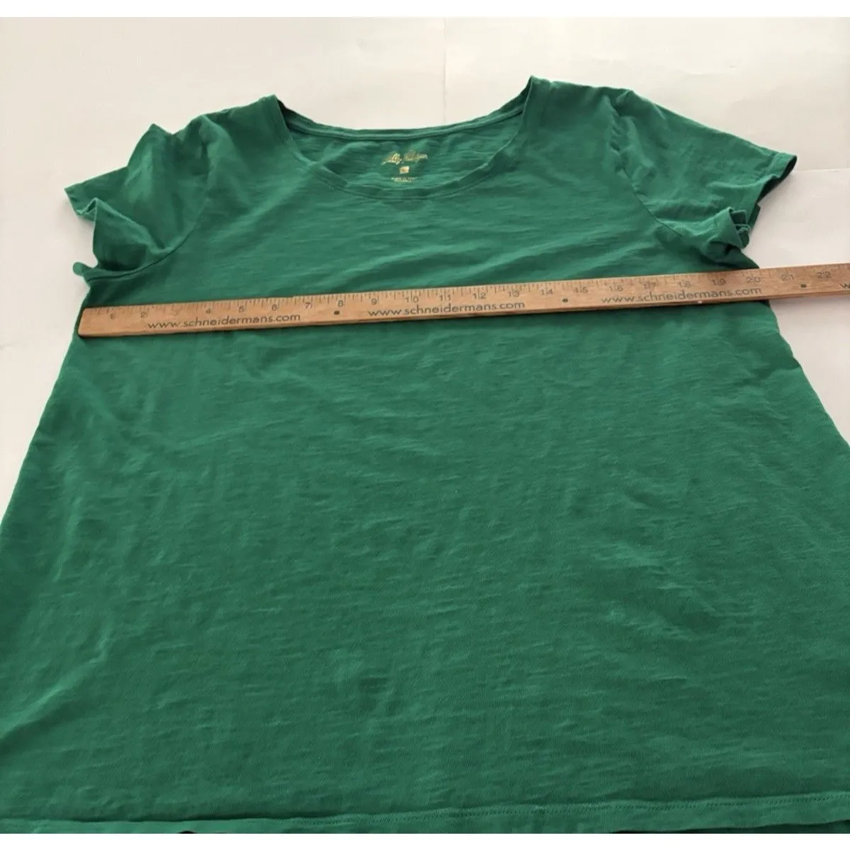 Lilly Pulitzer Etta Scoop Neck Top Size L Green Pima Cotton 004651 - Image 7