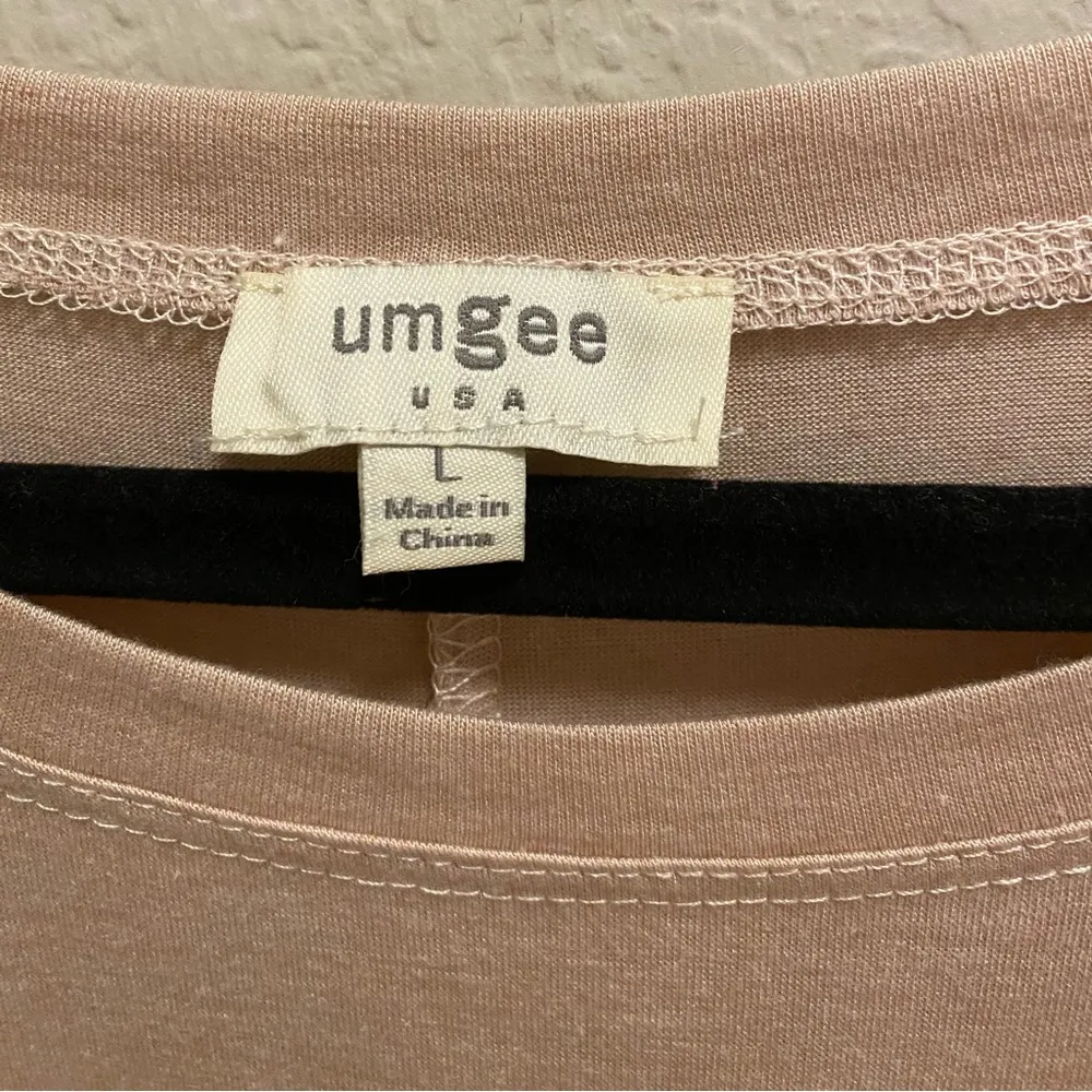 Umgee Pink High-Low Hem Short Sleeve T-Shirt Size L - Image 3