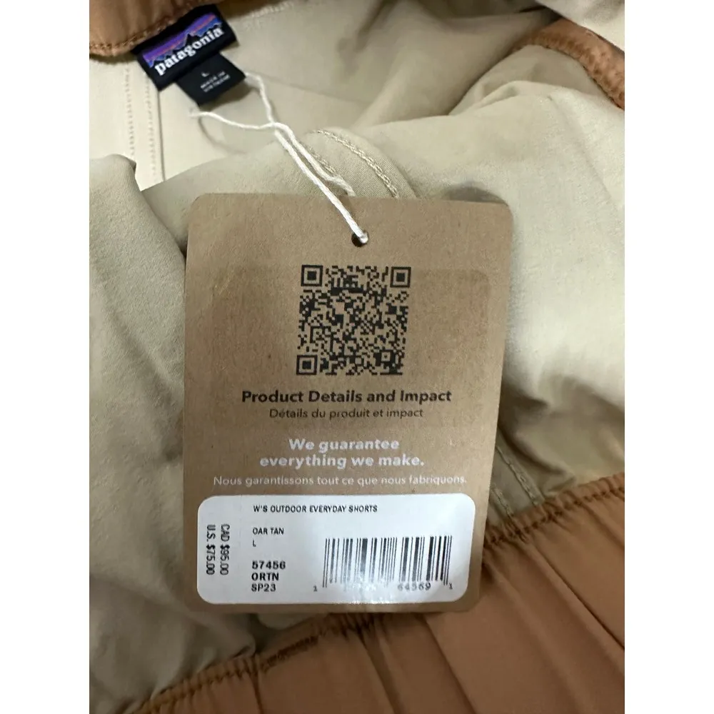 Patagonia Shorts Women Large NWT Tan Oar Cream Orange Outdoor 4" Everyday Cargo - Image 7