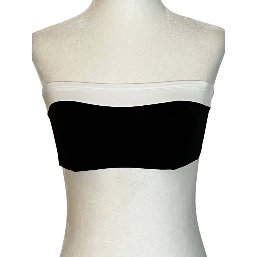 GIGI C Eddie Bikini Top in Black & White Colorblock XSmall Womens Swimsuit Size XS - Image 5