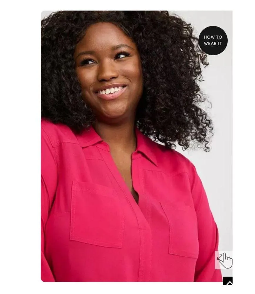 Torrid Vivacious Pink Harper Challis Collared Long Sleeve Blouse Sz.4 NWT - Image 3