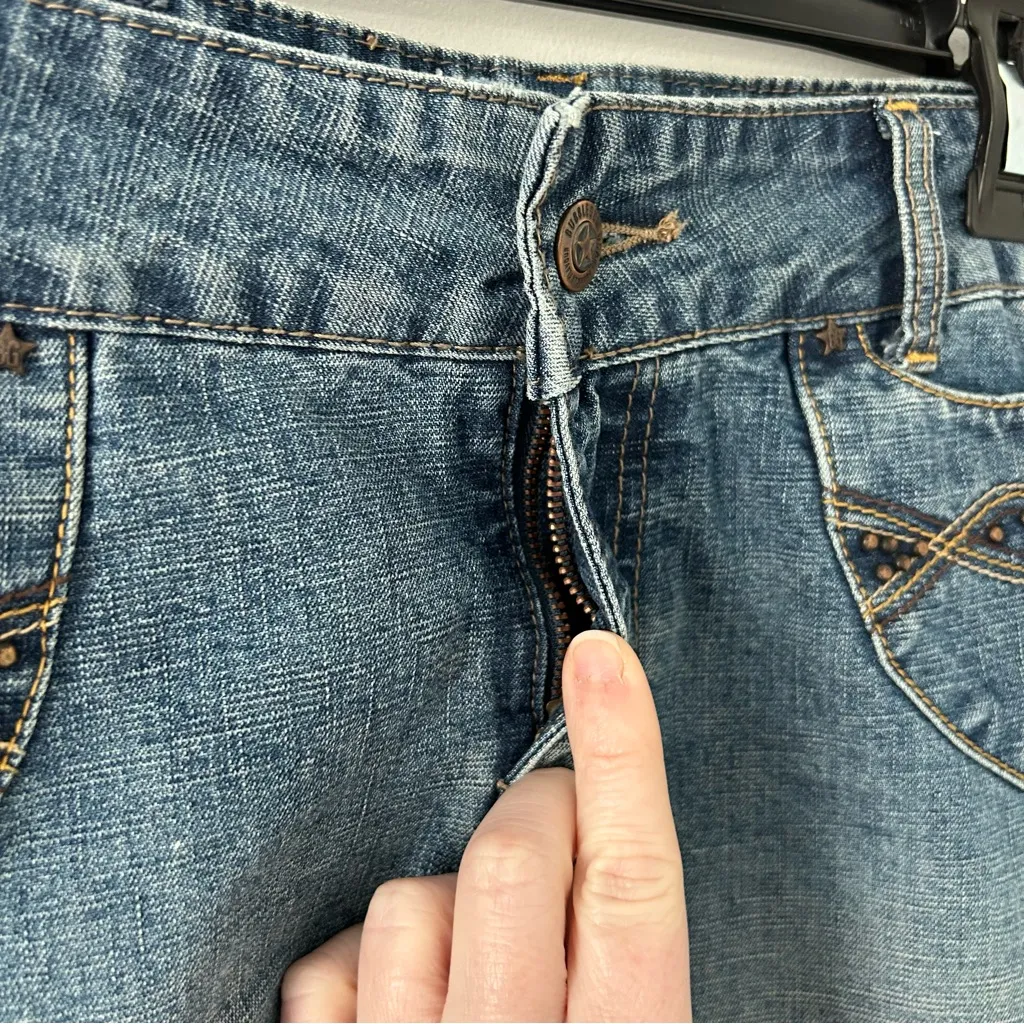 Vintage Bubblegum USA Blue Frayed Hem High Low Denim Jean Skirt Y2K 90s  7/8 - Image 4