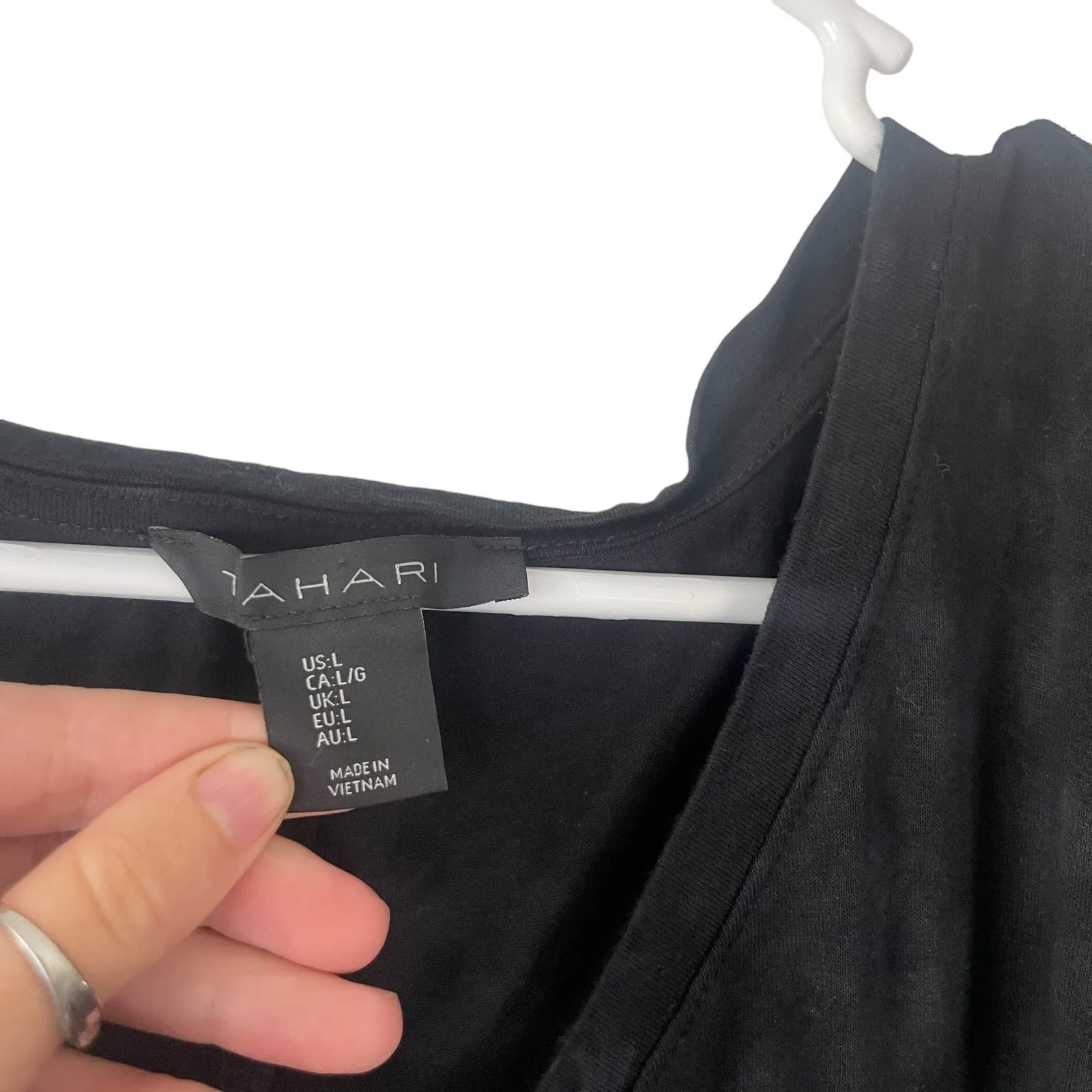 Tahari Women's‎ Size Large Black Tie Dye Marble Dolman Sleeve Soft Top - Image 5