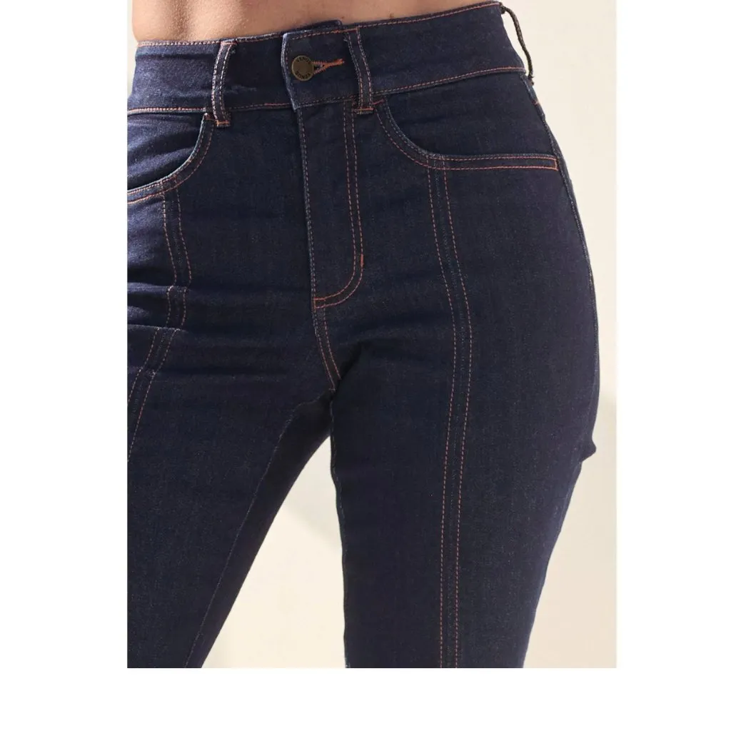 NWT Venus Ruffle Slit Hem Flared Jeans Dark Wash - Image 5