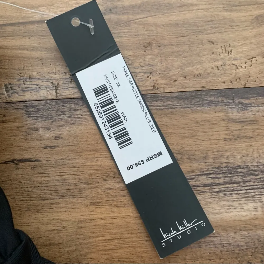 Nicole Miller Women's Ruffle Tier Tankini Swimsuit Top Bottoms Black 3X Rtl $196 - Image 8