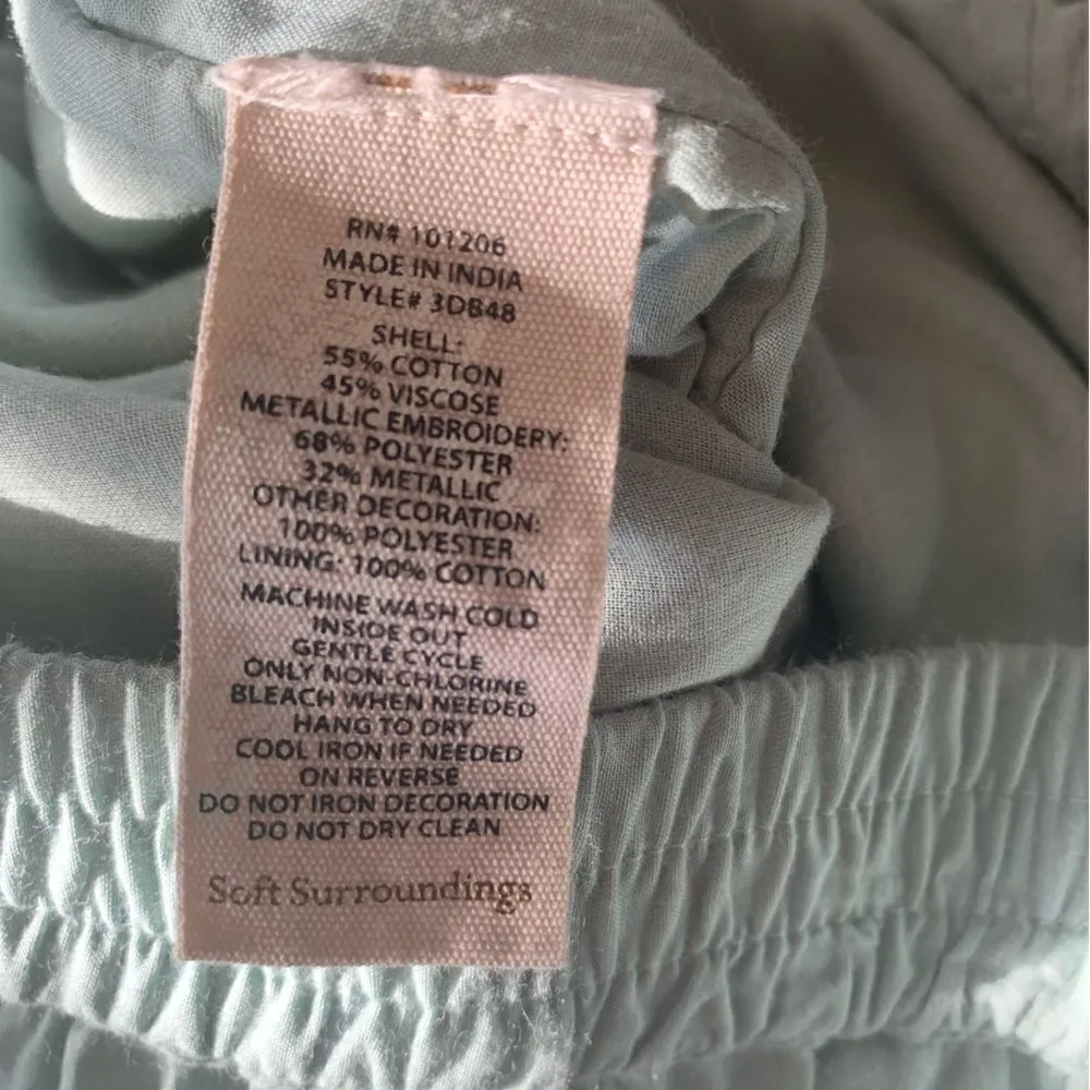 Soft Surroundings Bois De Fleurs Pants Wide Leg Seaglass Boho Size PL - Image 6