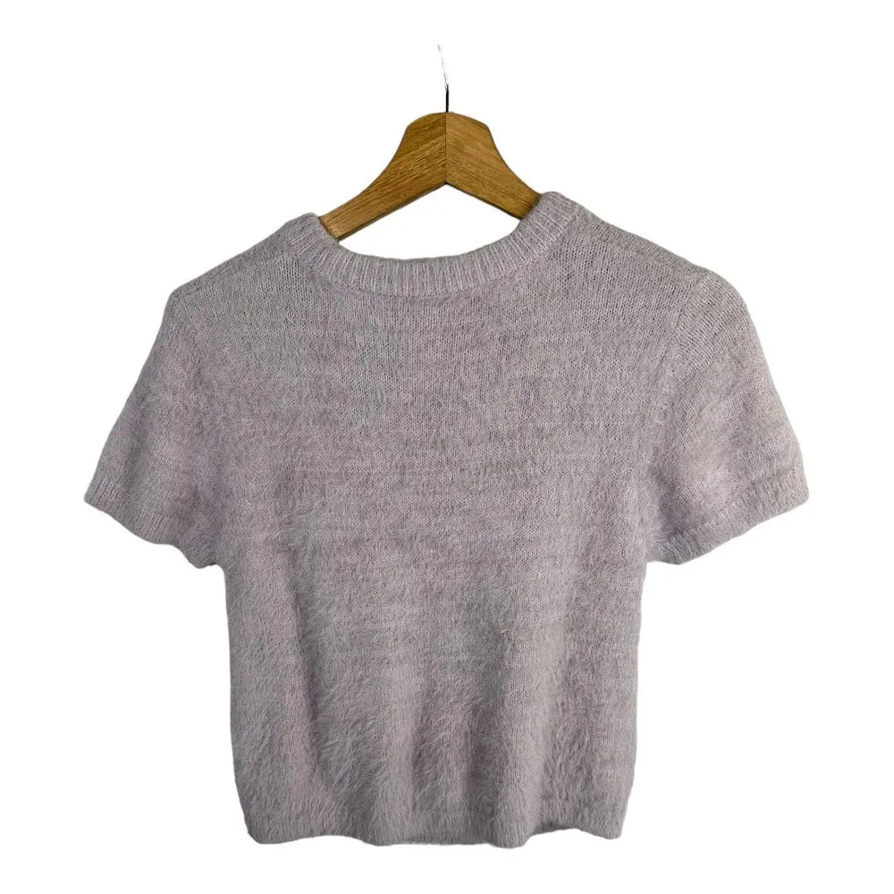 The Ragged Priest Womens size Medium Fluffy Knit Peekaboo Sweater Lilac Purple - Image 4