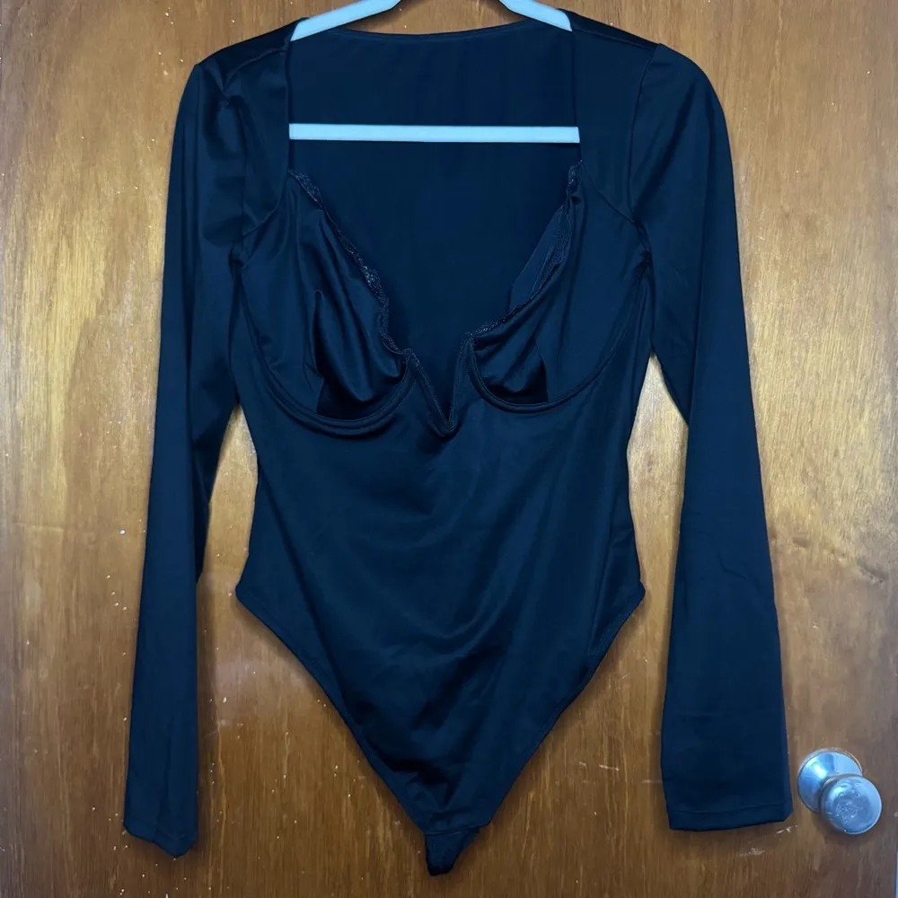 Popilush Lace Shapewear Bodysuit Long Sleeve Body suits Womens Deep V Neck Tummy Black Size XXL - Image 2